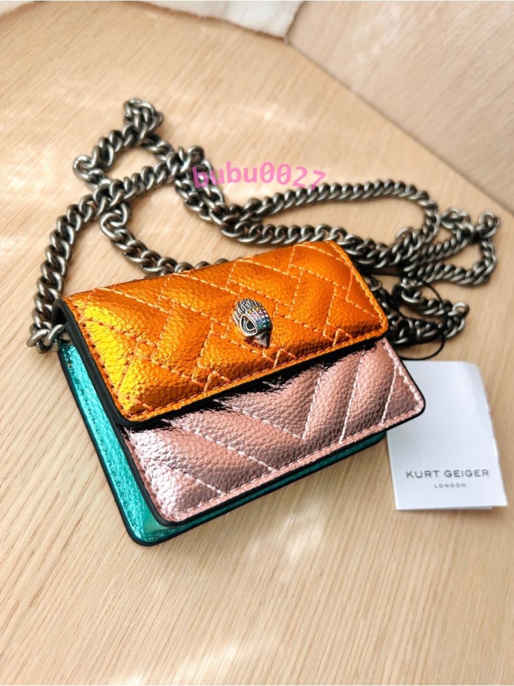 NWT🌈Kurt Geiger London Micro Kensington Crossbody Mini Wallet Bag Colorful Shiny